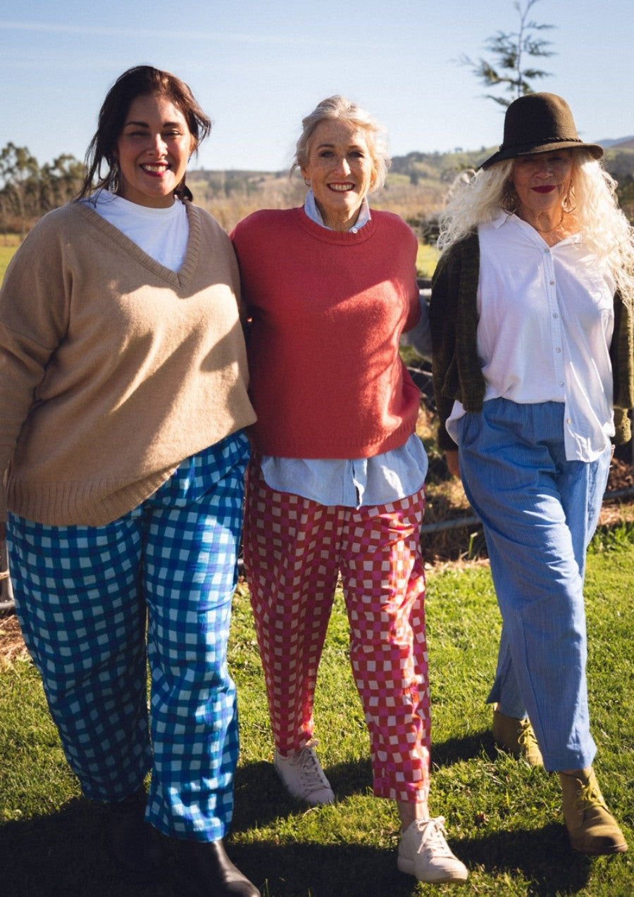 Balloon Pant - Hand Drawn Check Burnt Orange