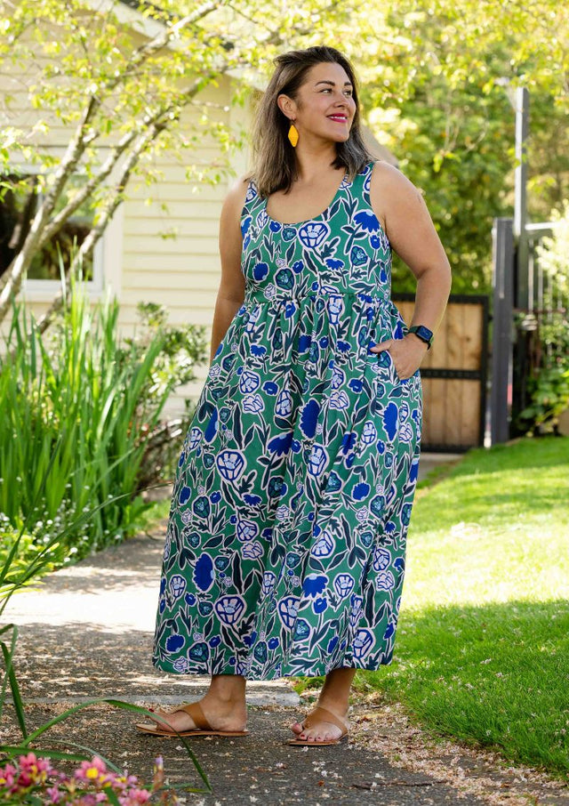 Reverie Tie Back Dress - Euni Green