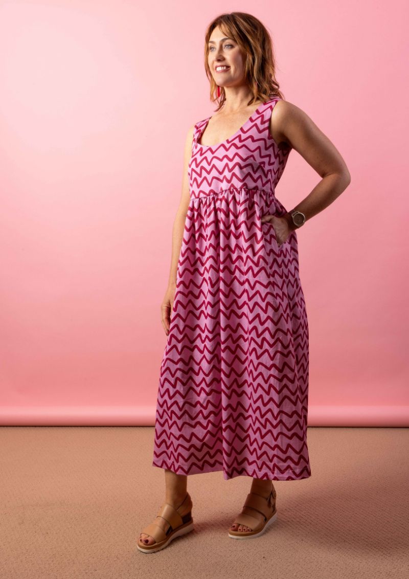 Reverie Tie Back Dress - Raspberry Ziggy