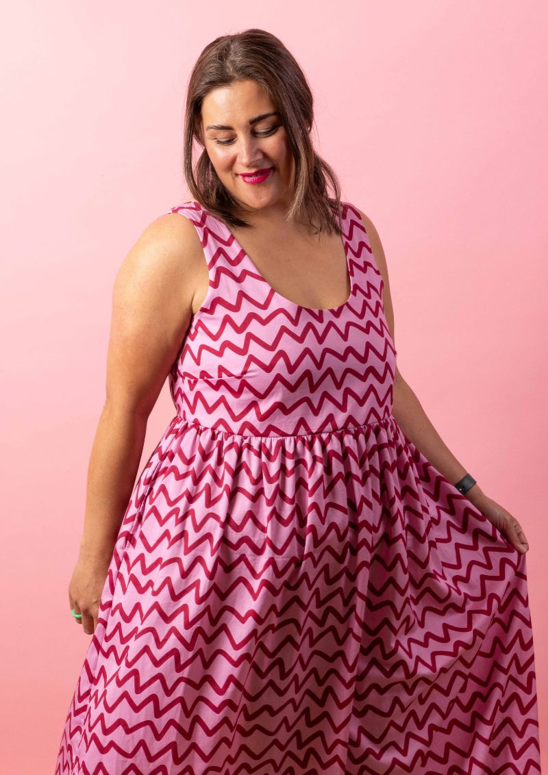 Reverie Tie Back Dress - Raspberry Ziggy