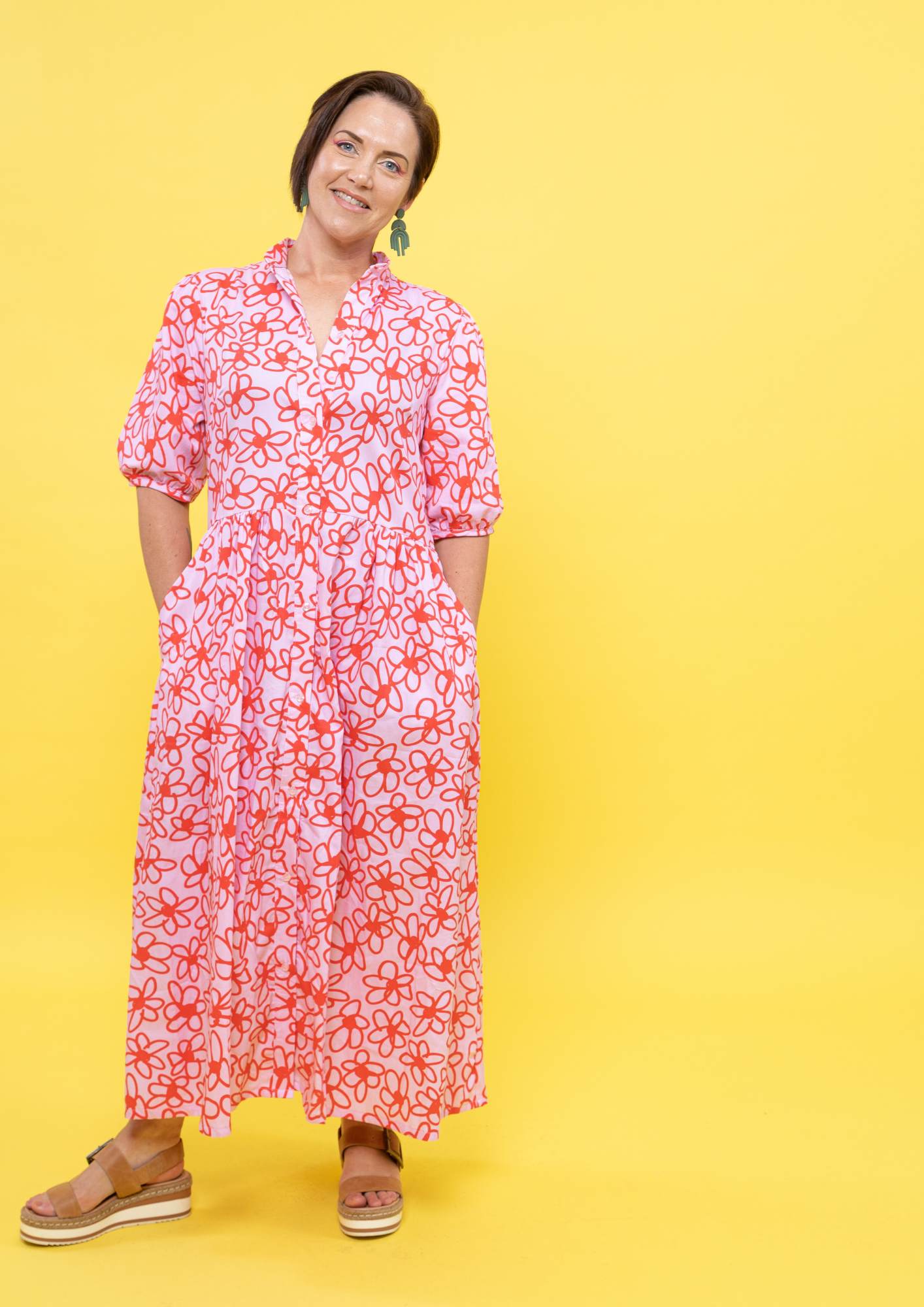 Artista Shirt Dress - Bloom Scarlet