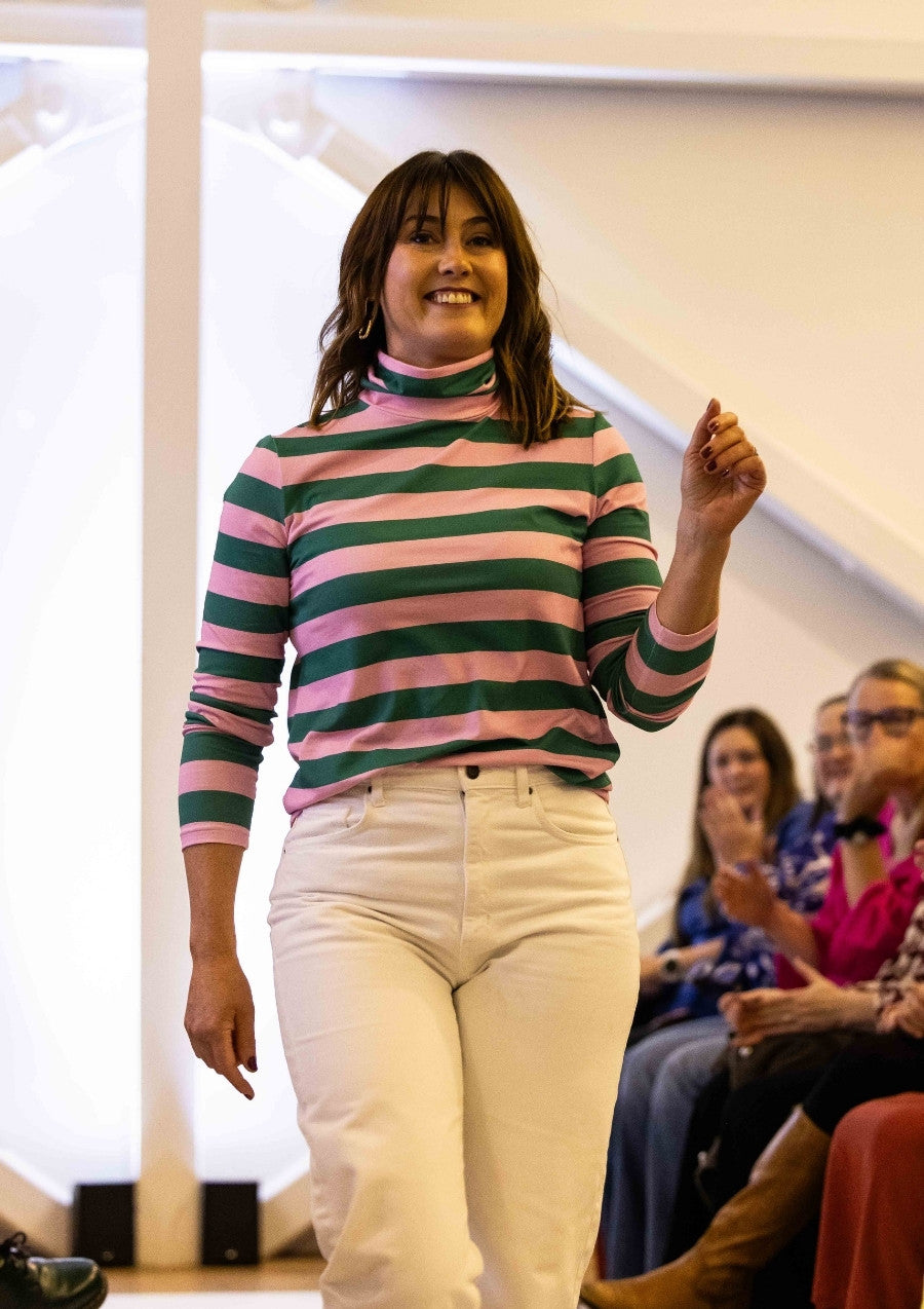 Roller Turtleneck - Shamrock & Rose Stripe