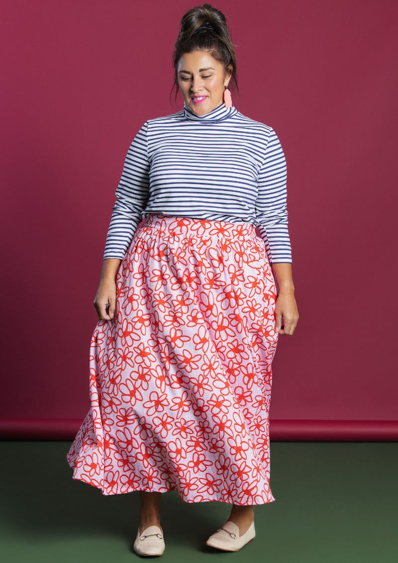 Bowie Skirt - Bloom Scarlet