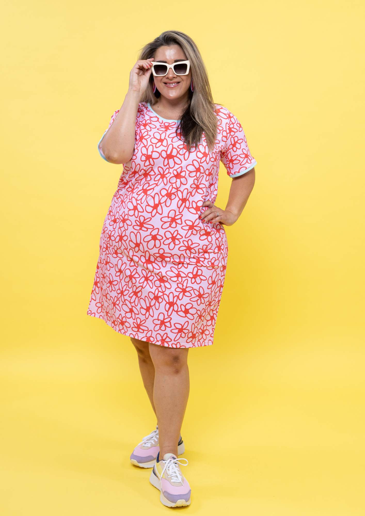 Clem Tee dress - Bloom Scarlet