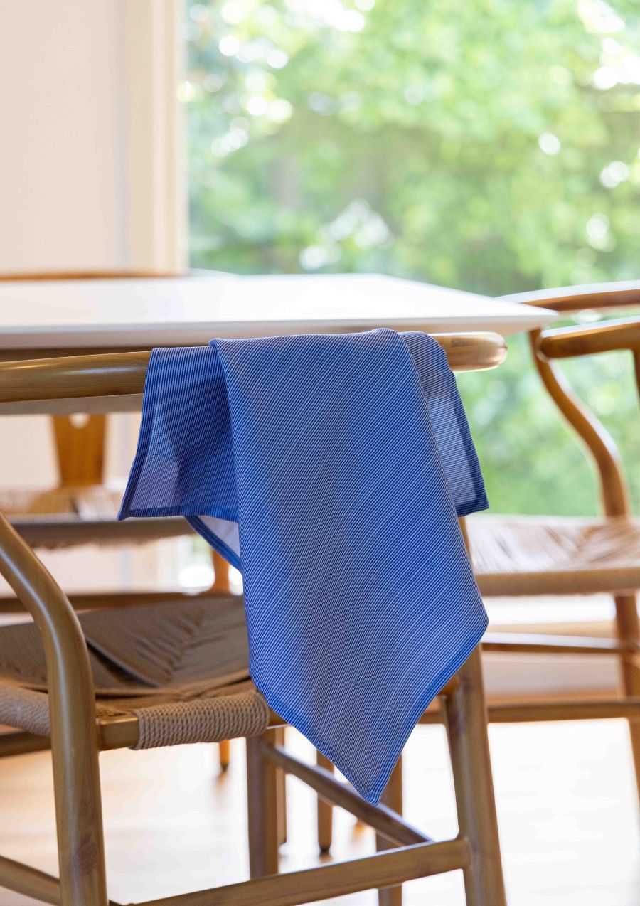 Thin Pin Blue Cotton Linen Napkins