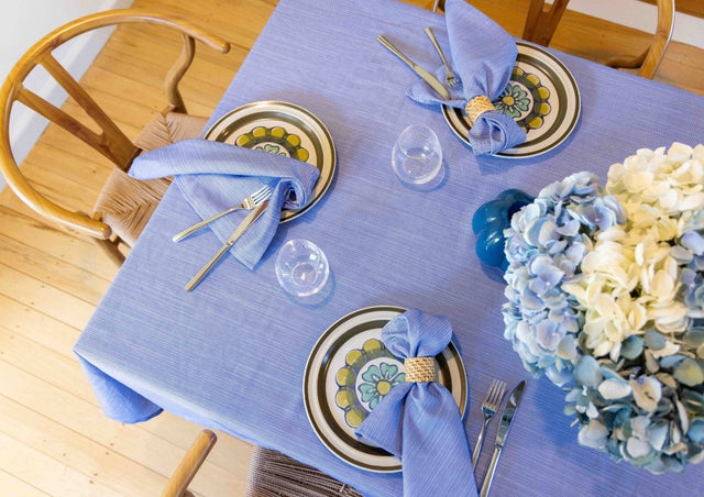 Thin Pin Blue Cotton Linen Napkins