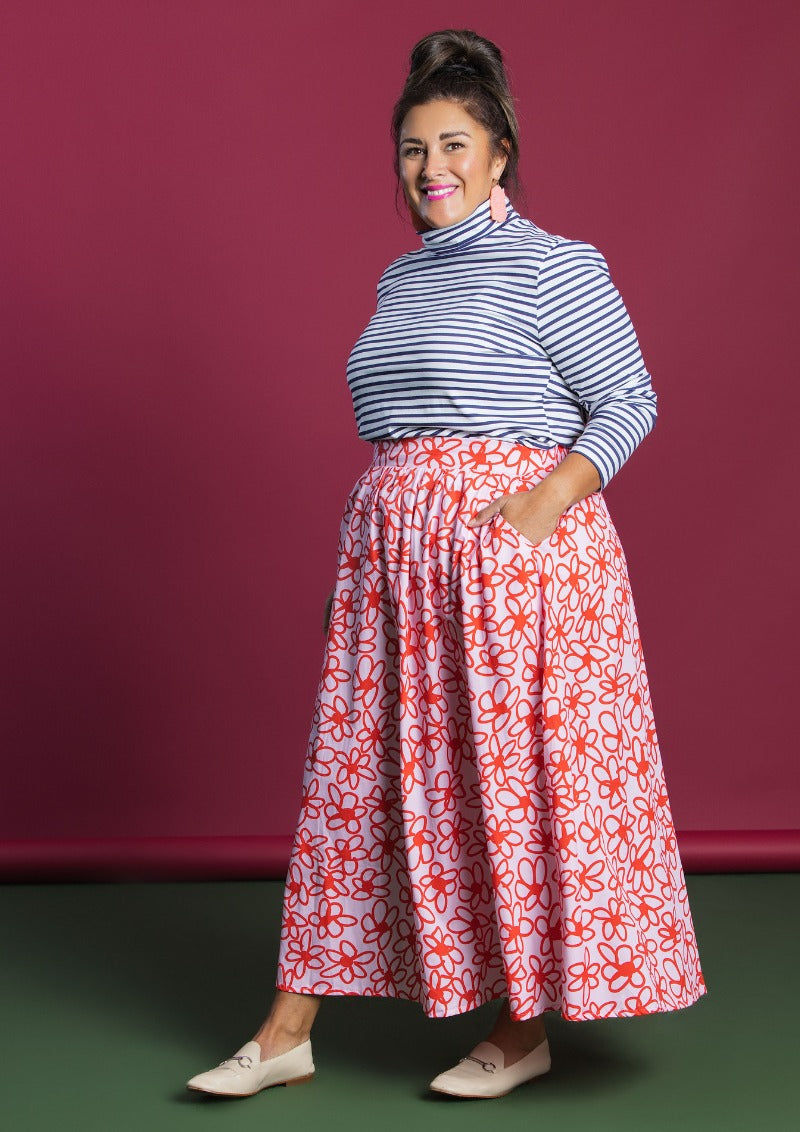 Bowie Skirt - Bloom Scarlet