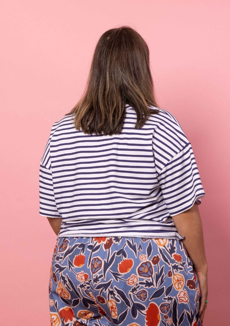 Lisso Boxy Top - Navy Stripe