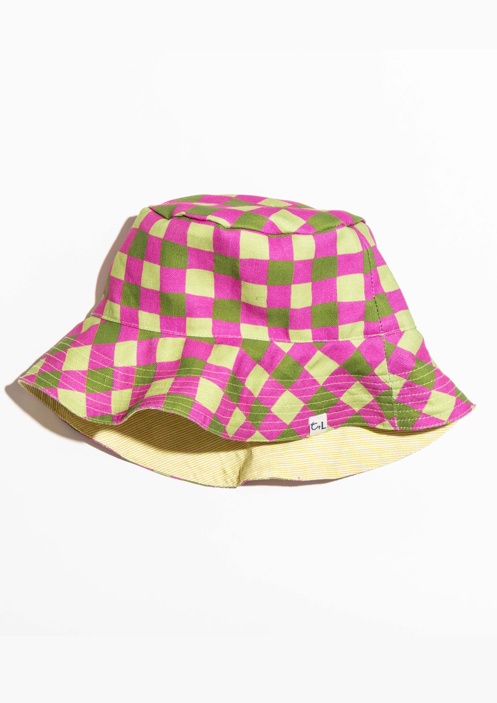 Bucket Hat - Hand Drawn Check Citrus / Thin Pin Citrus