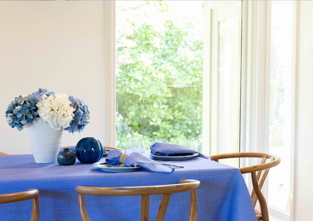 Thin Pin Blue Cotton Linen Napkins