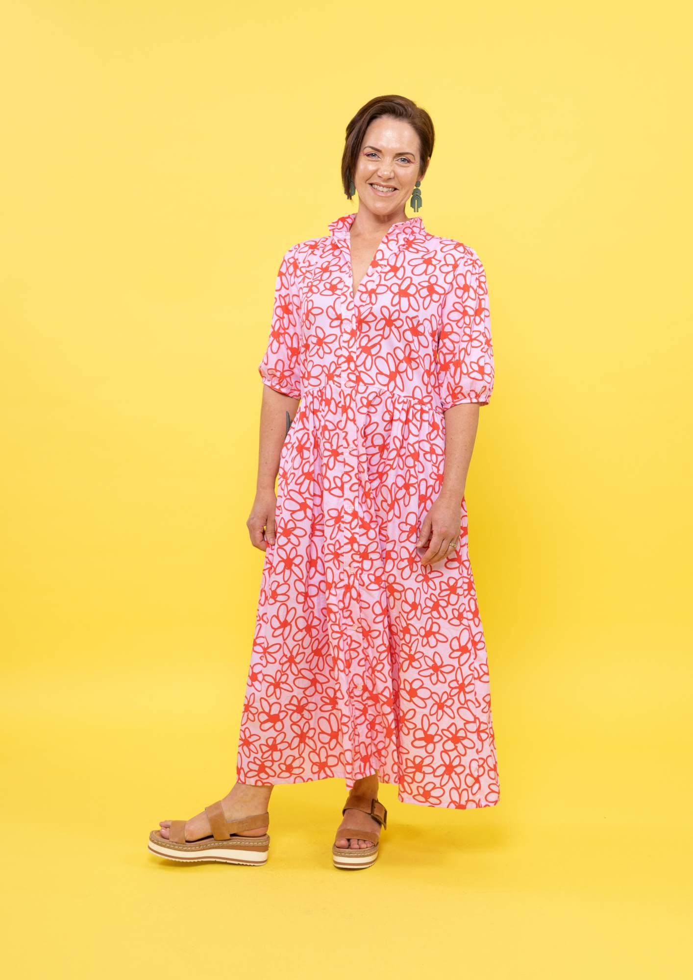 Artista Shirt Dress - Bloom Scarlet