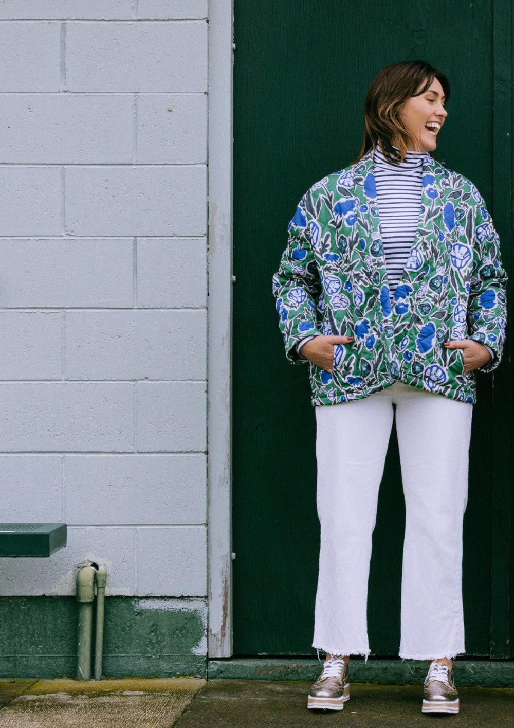 Quilted Jacket - Euni Green / New Muse Blue