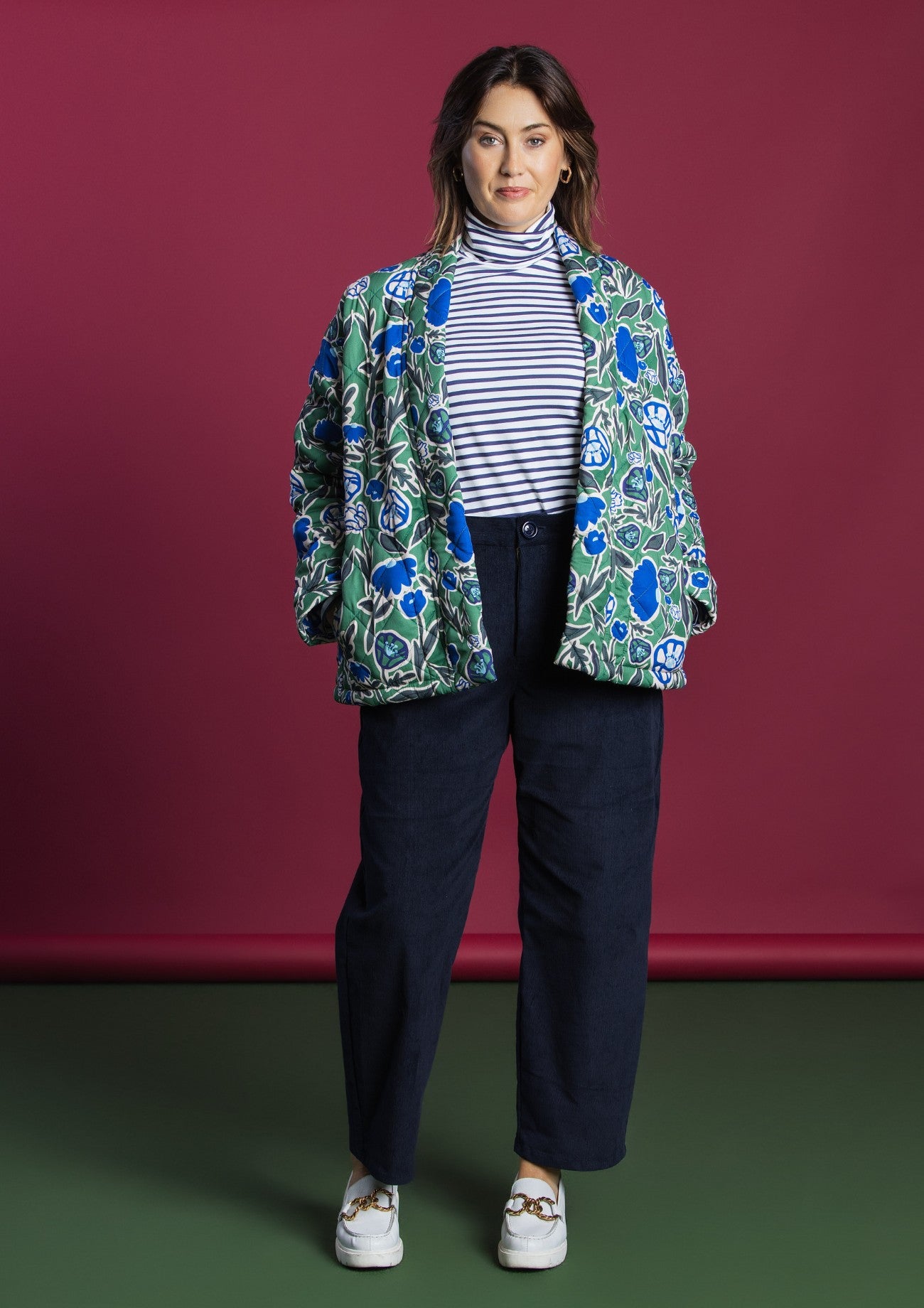 Cord Barrel Leg Pant - Navy