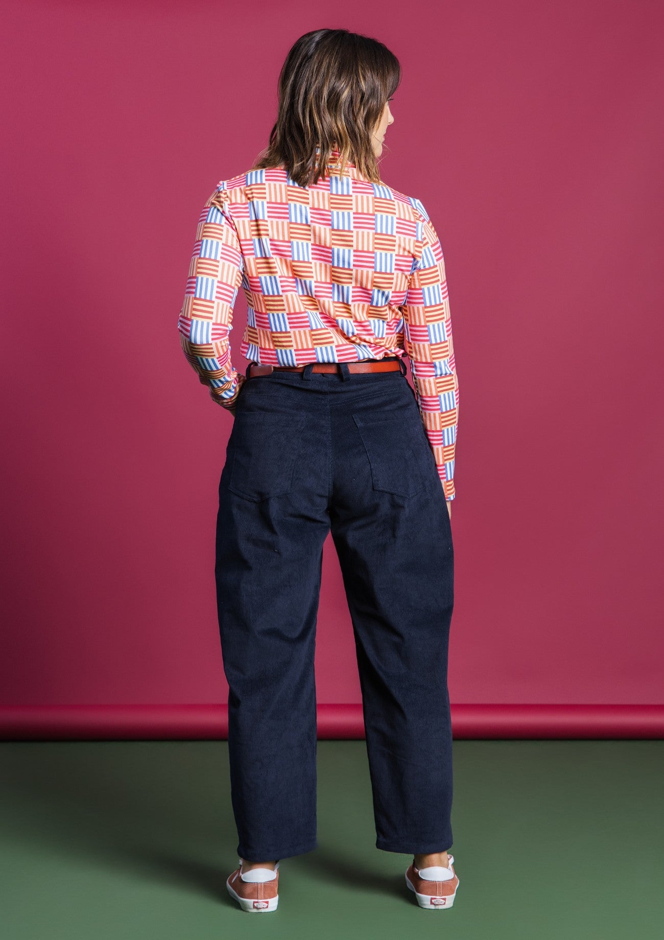 Cord Barrel Leg Pant - Navy