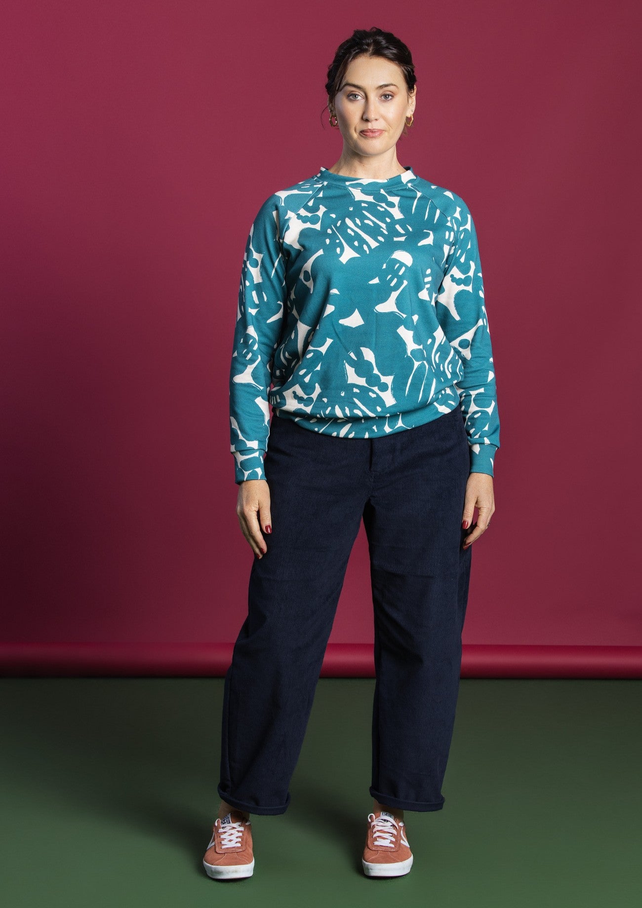 Cord Barrel Leg Pant - Navy