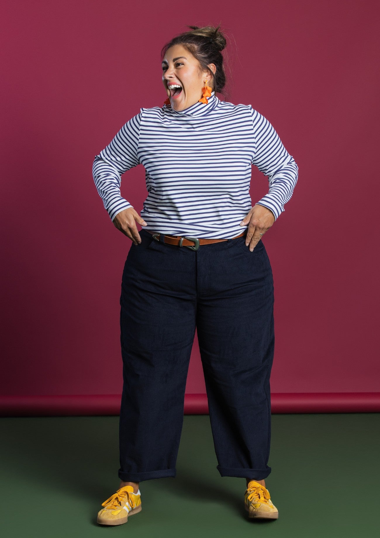 Roller Turtleneck - Navy Stripe