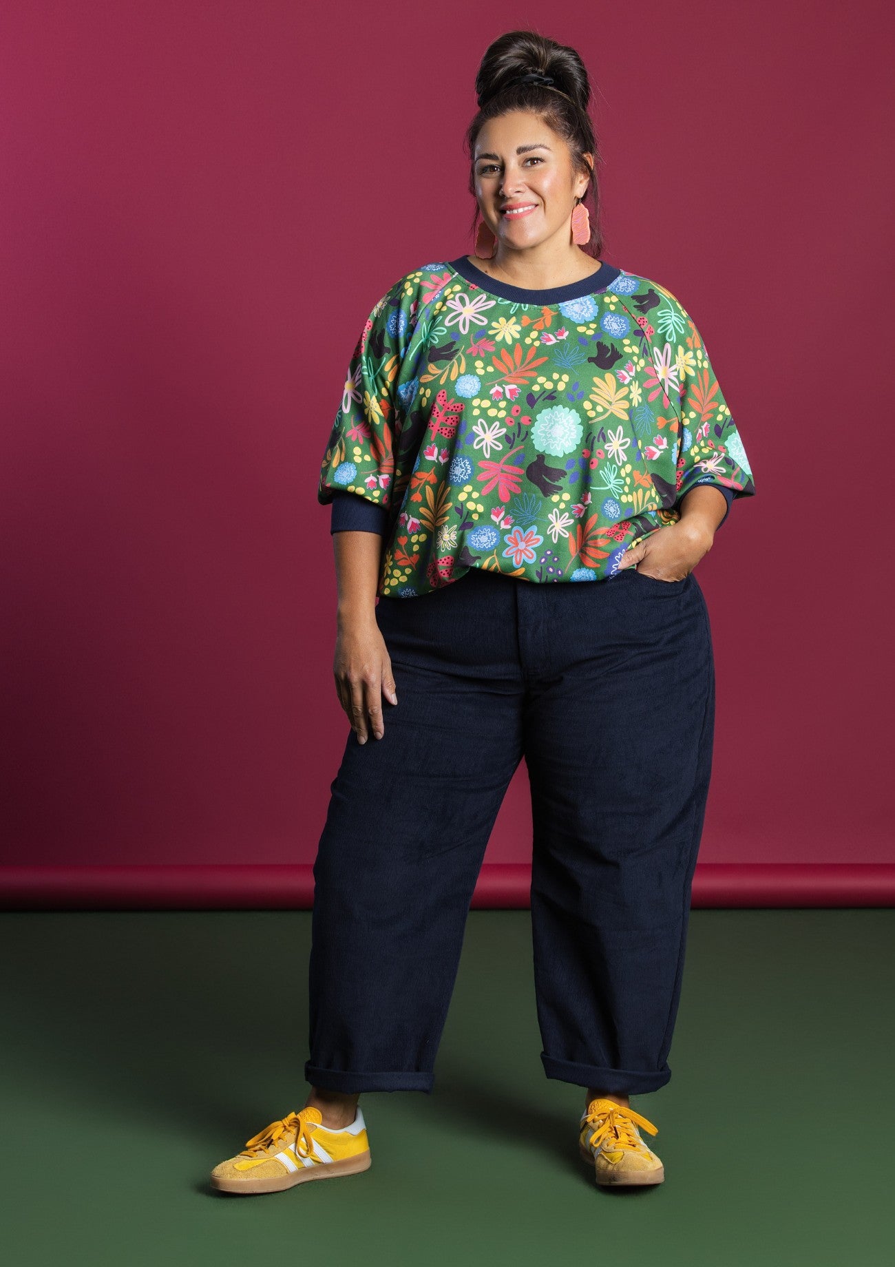 Cord Barrel Leg Pant - Navy