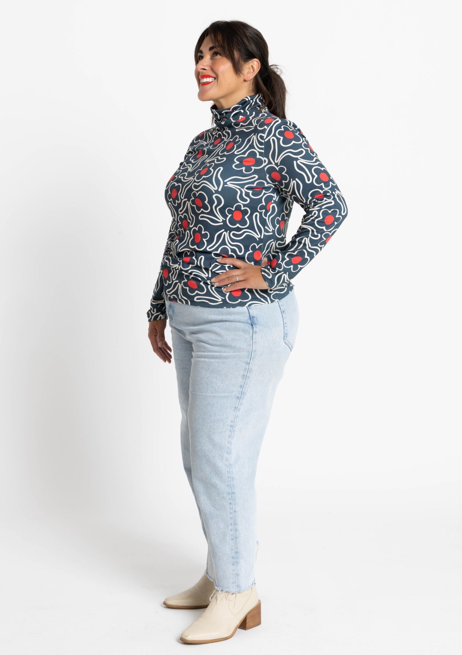Roller Turtleneck - Fleur Forest Green