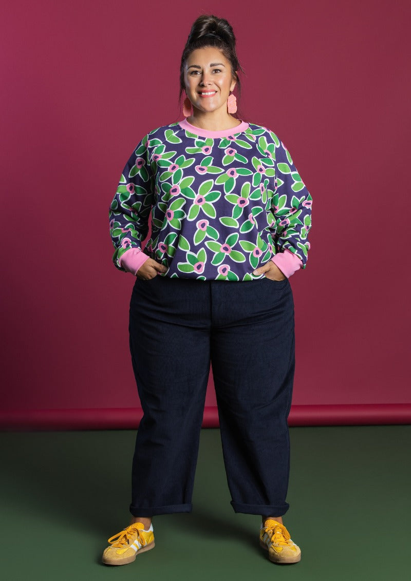 Greta Sweater - FloraNova (pansy pink ribbing)