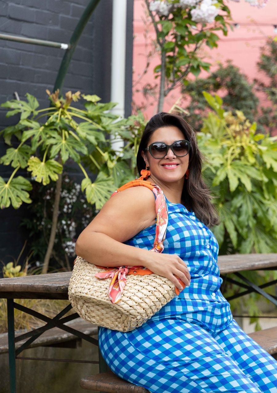 Balloon Pant - Hand Drawn Check Blue