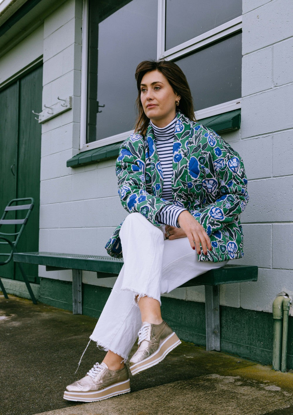 Quilted Jacket - Euni Green / New Muse Blue