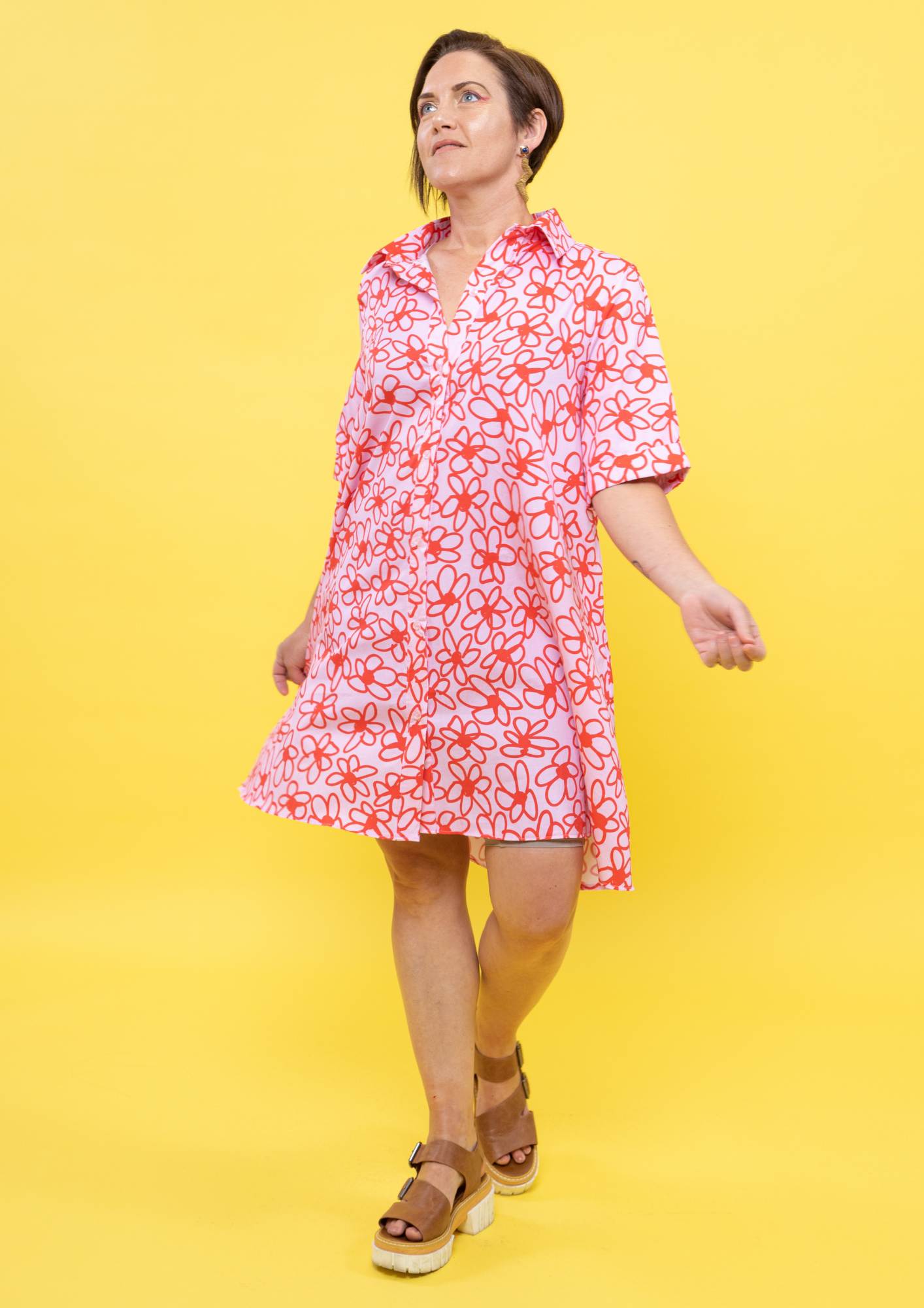 Jolie Shirt Dress - Bloom Scarlet