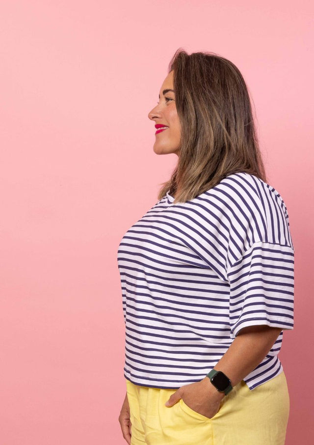 Lisso Boxy Top - Navy Stripe