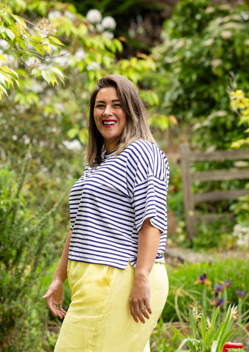 Lisso Boxy Top - Navy Stripe