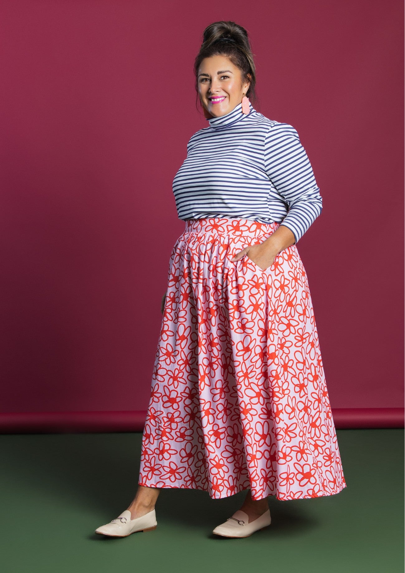 Roller Turtleneck - Navy Stripe