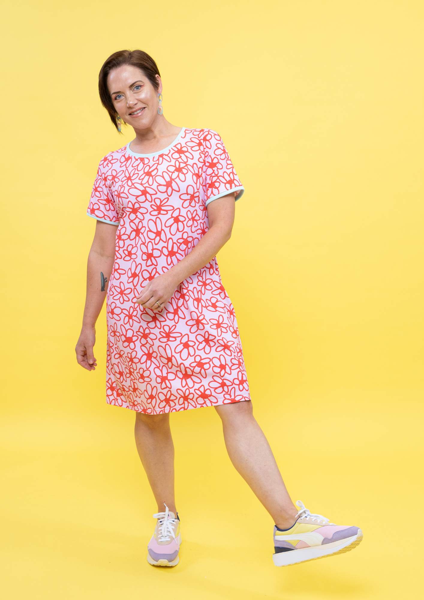 Clem Tee dress - Bloom Scarlet