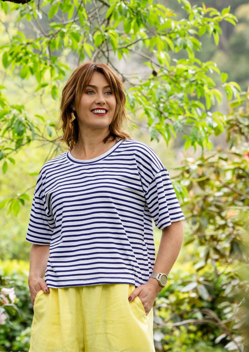 Lisso Boxy Top - Navy Stripe