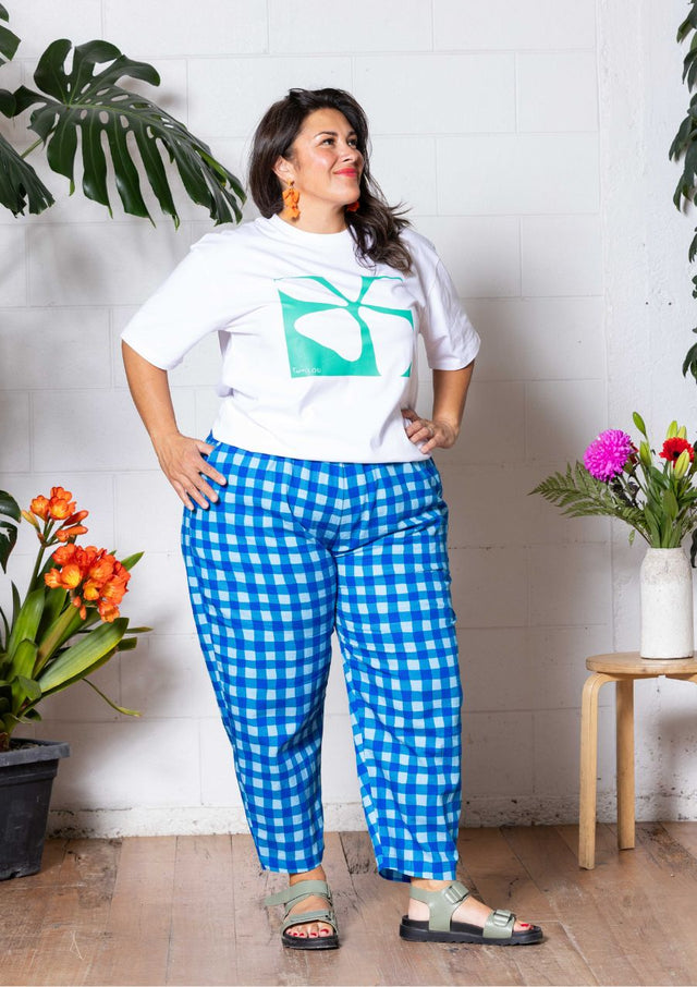 Balloon Pant - Hand Drawn Check Blue