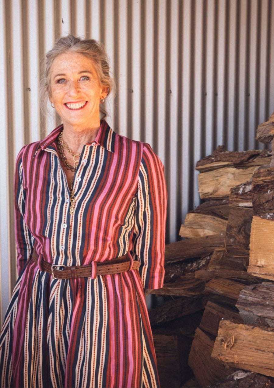 Peta Shirt Dress - Tile Stripe Navy
