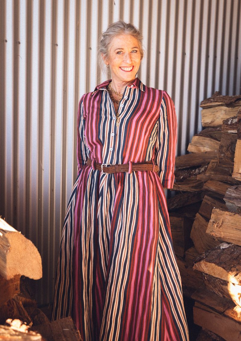Peta Shirt Dress - Tile Stripe Navy