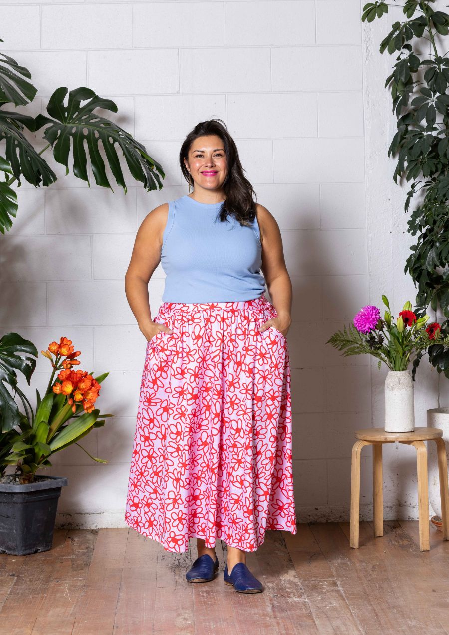 Bowie Skirt - Bloom Scarlet