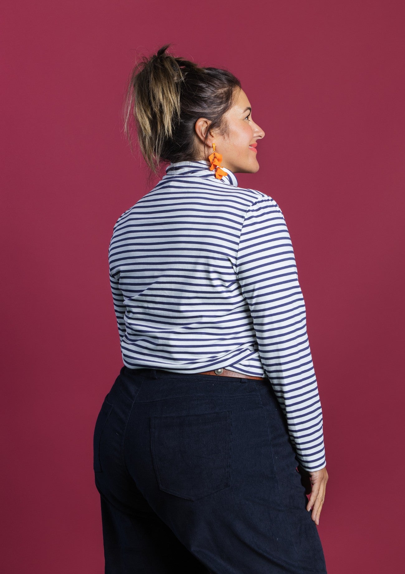 Roller Turtleneck - Navy Stripe