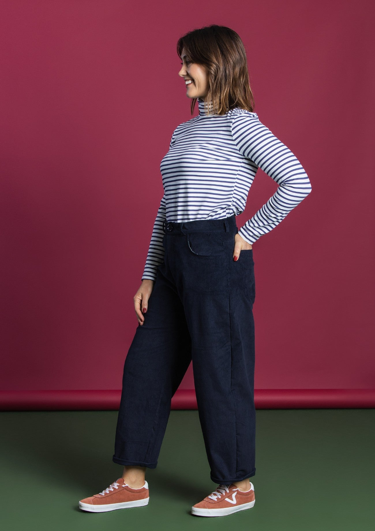 Roller Turtleneck - Navy Stripe