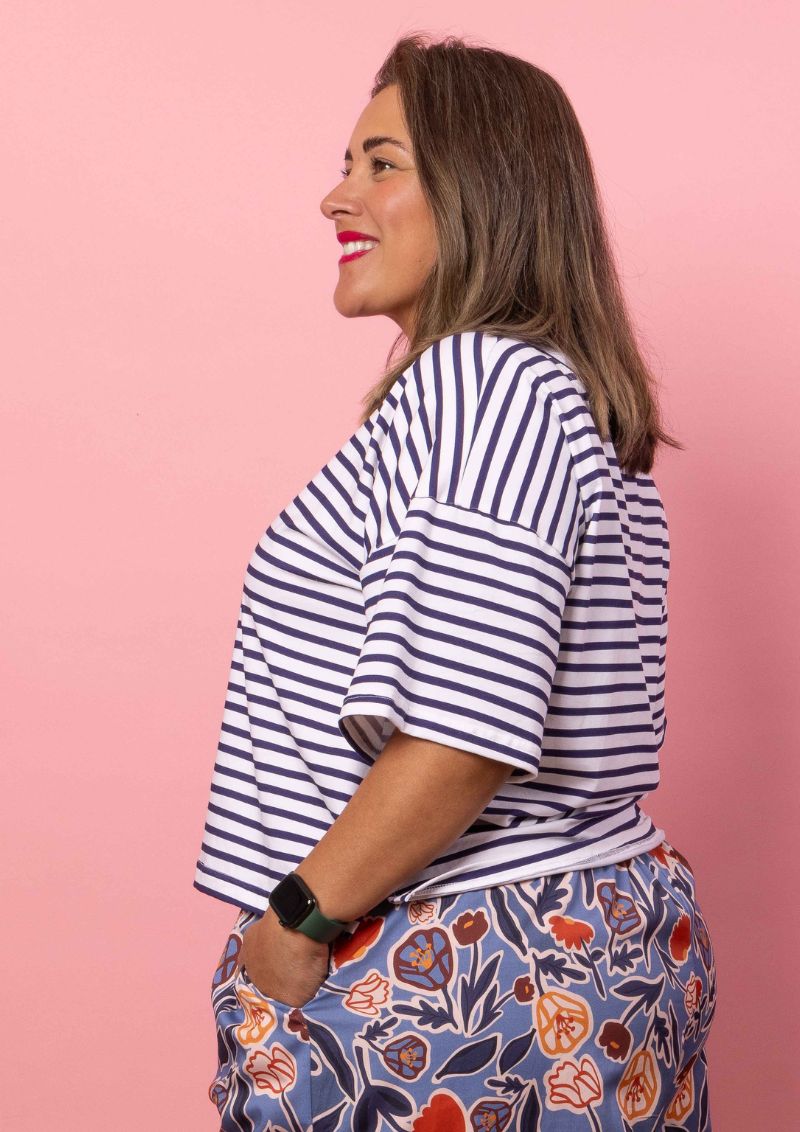 Lisso Boxy Top - Navy Stripe