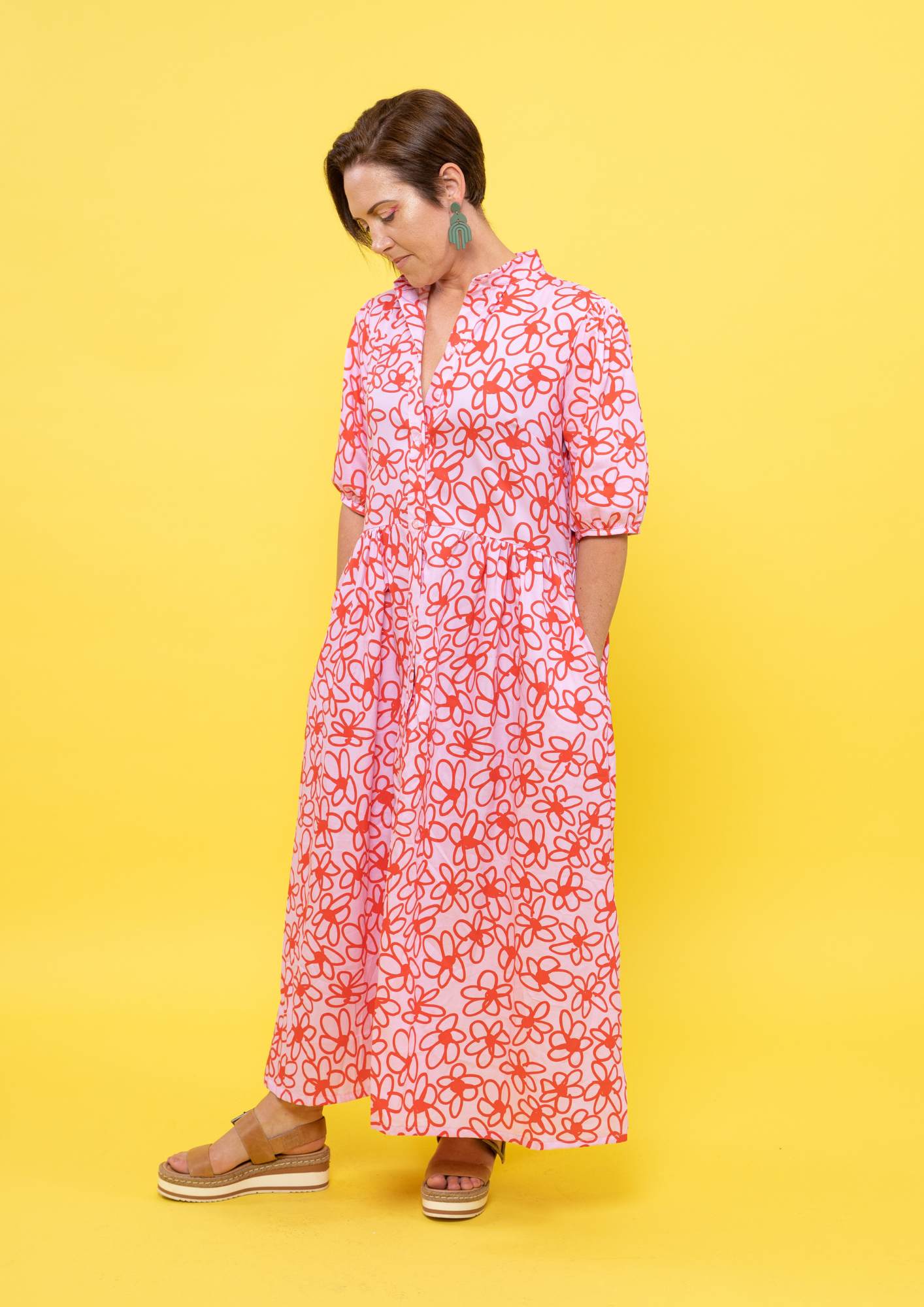 Artista Shirt Dress - Bloom Scarlet