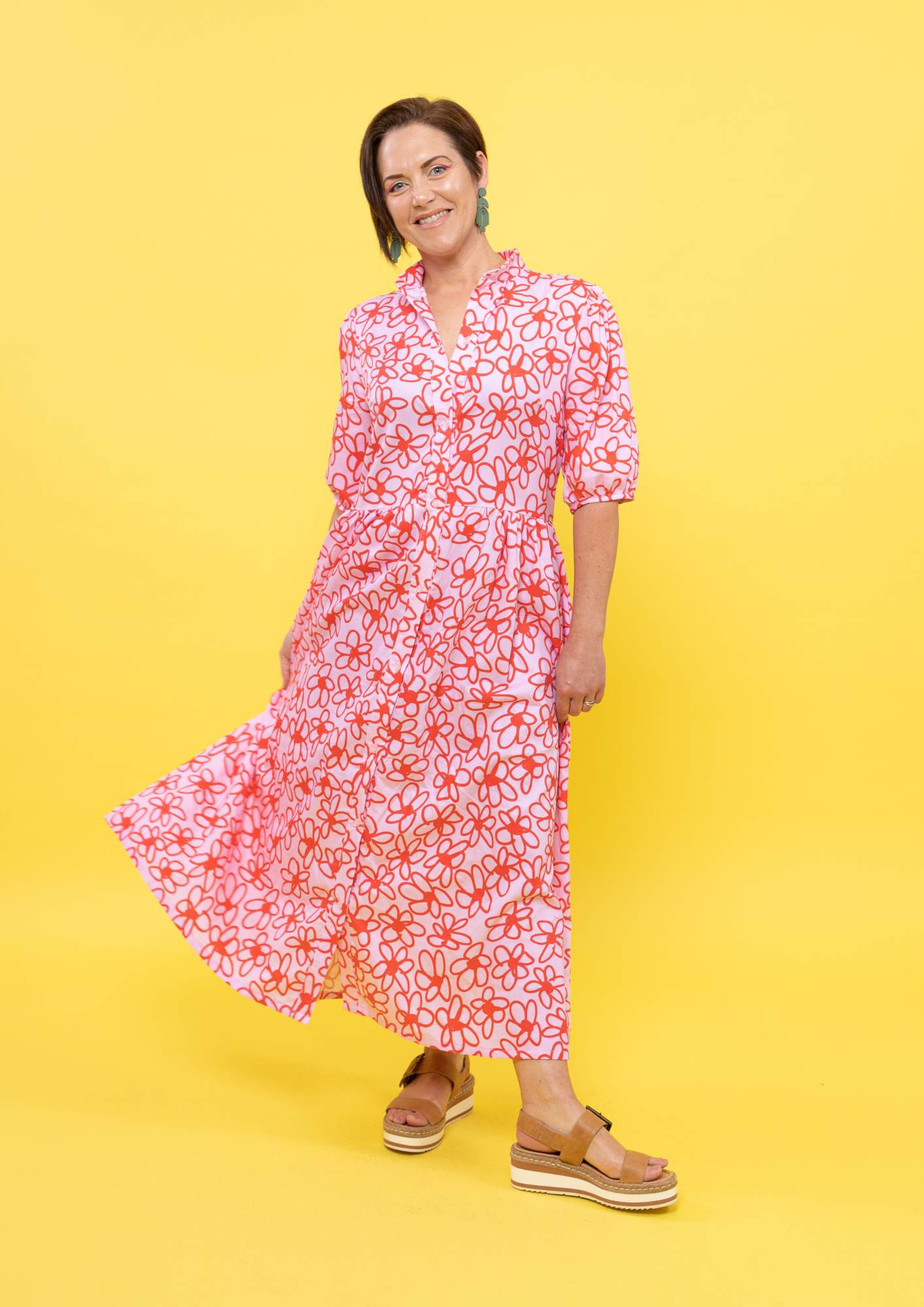 Artista Shirt Dress - Bloom Scarlet