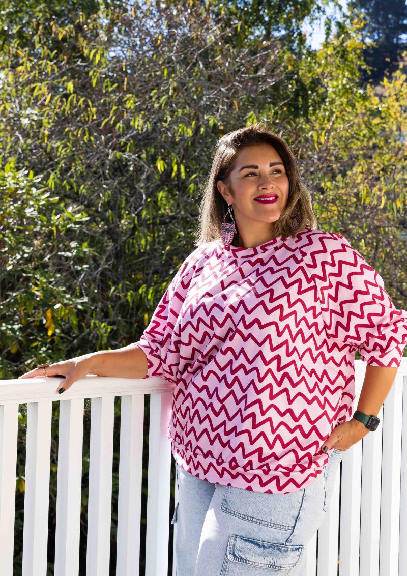 Greta Sweater - Raspberry Ziggy