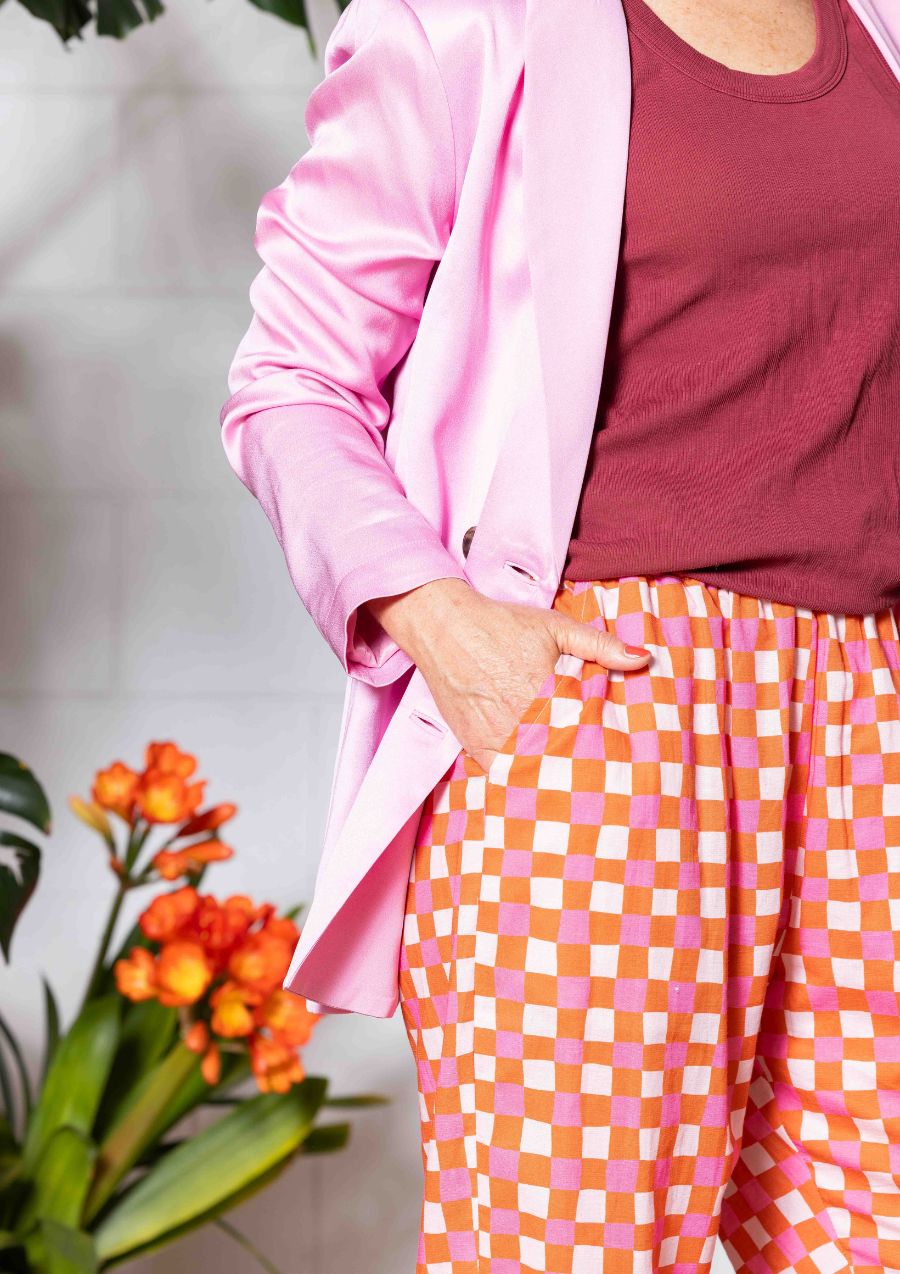 Balloon Pant - Hand Drawn Check Burnt Orange