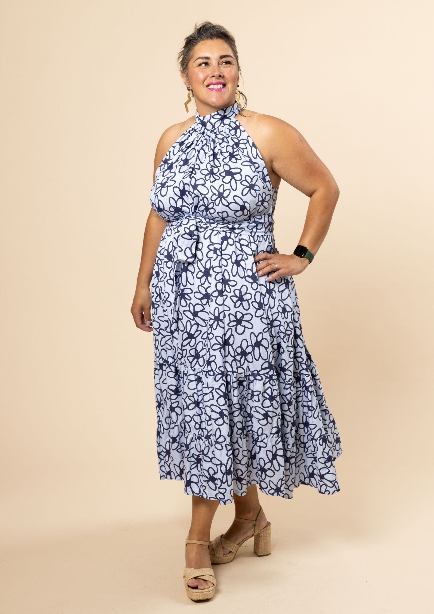 Portia Halterneck Dress - Bloom Blue