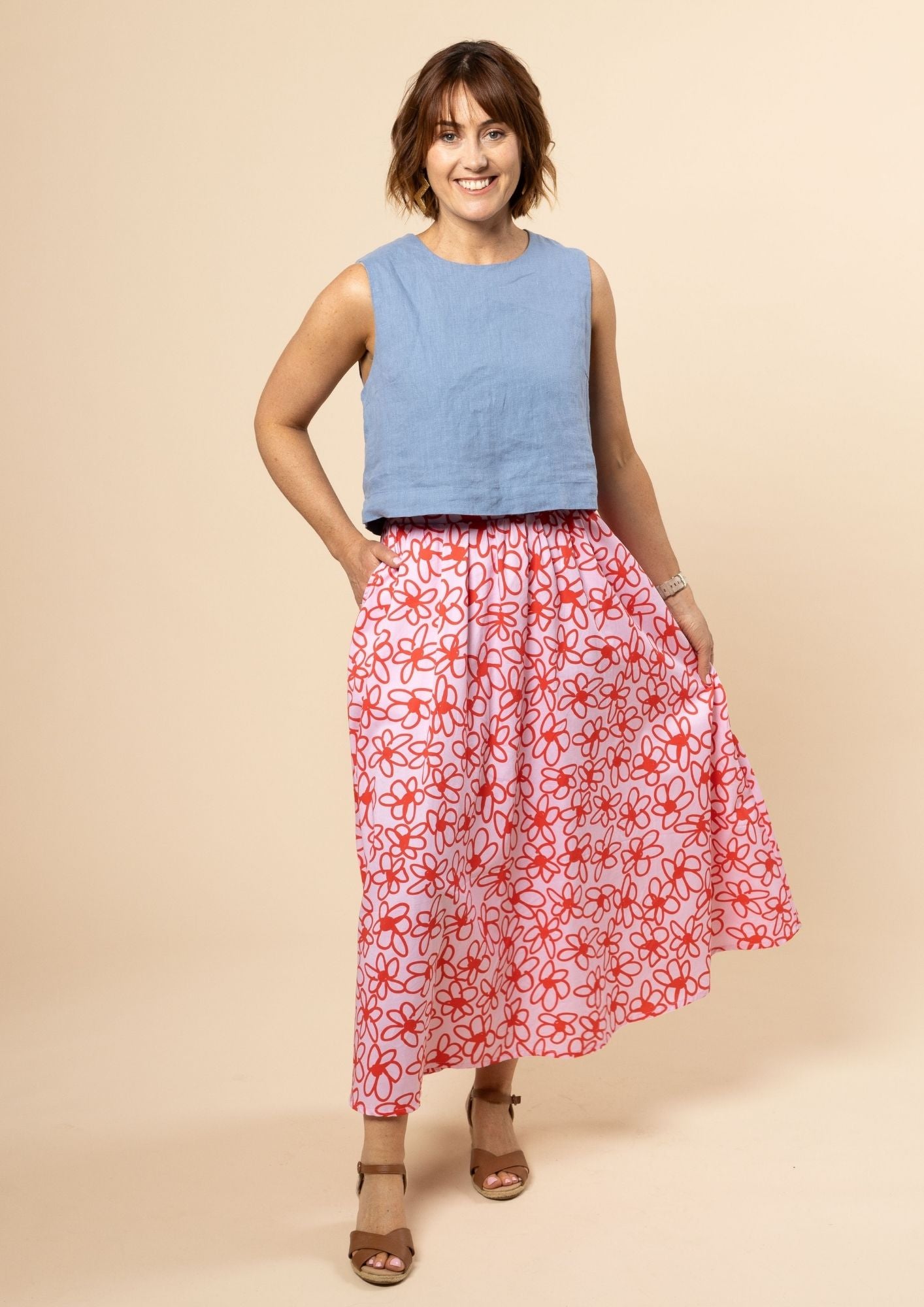 Bowie Skirt - Bloom Scarlet