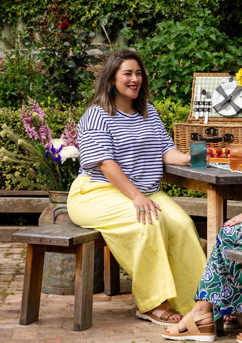 Lisso Boxy Top - Navy Stripe