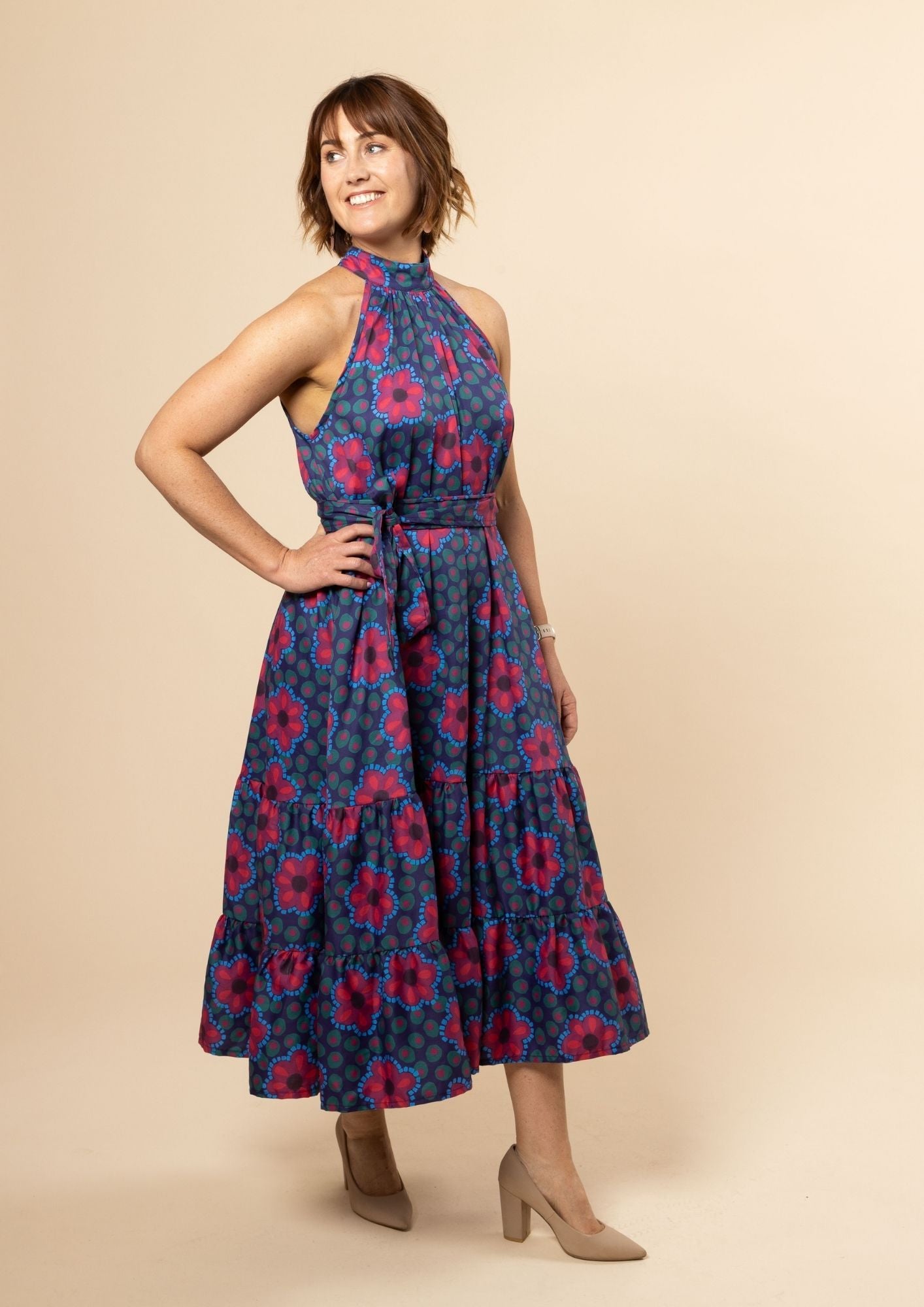 Portia Halterneck Dress - Mosaic