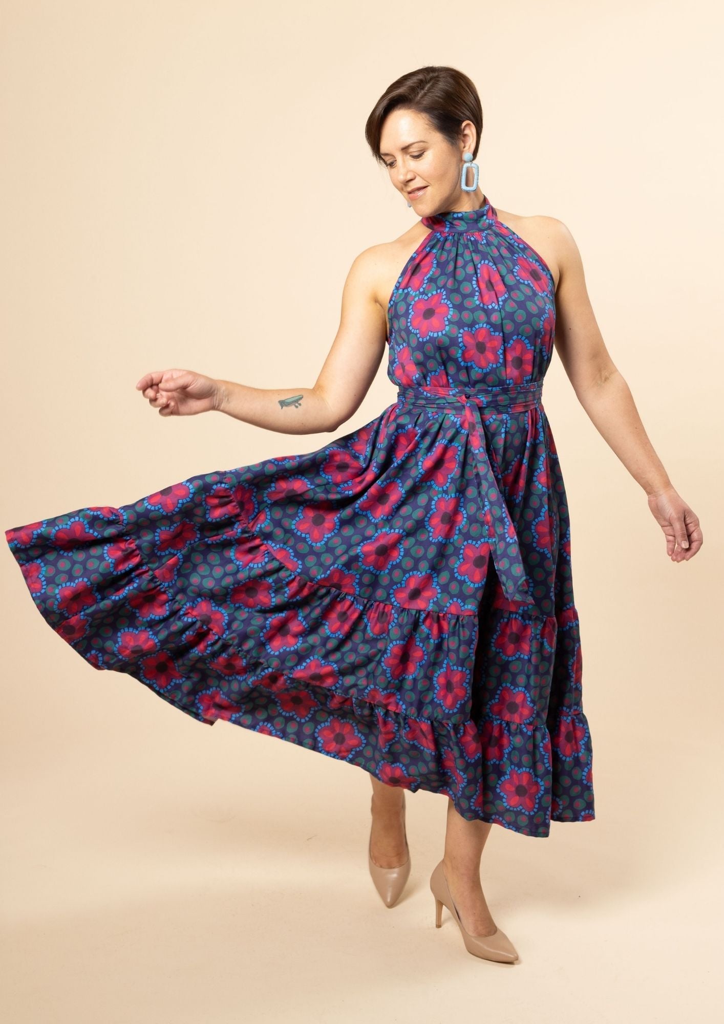 Portia Halterneck Dress - Mosaic