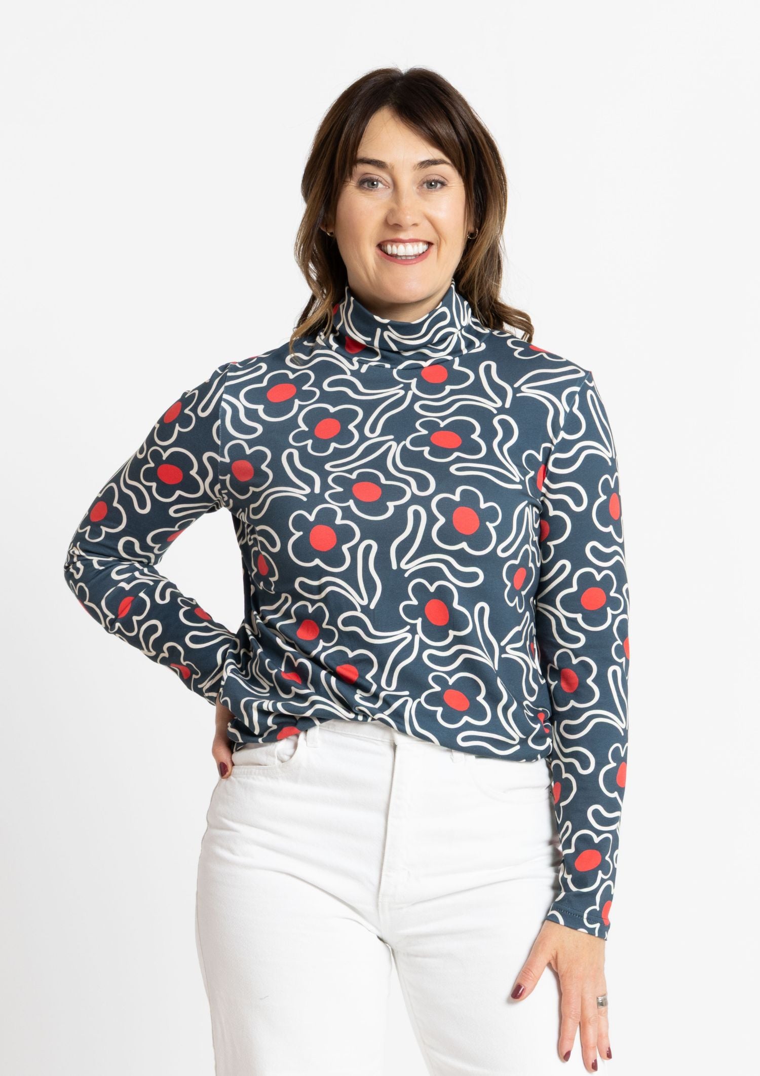 Roller Turtleneck - Fleur Forest Green