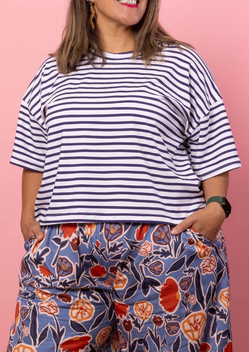 Lisso Boxy Top - Navy Stripe