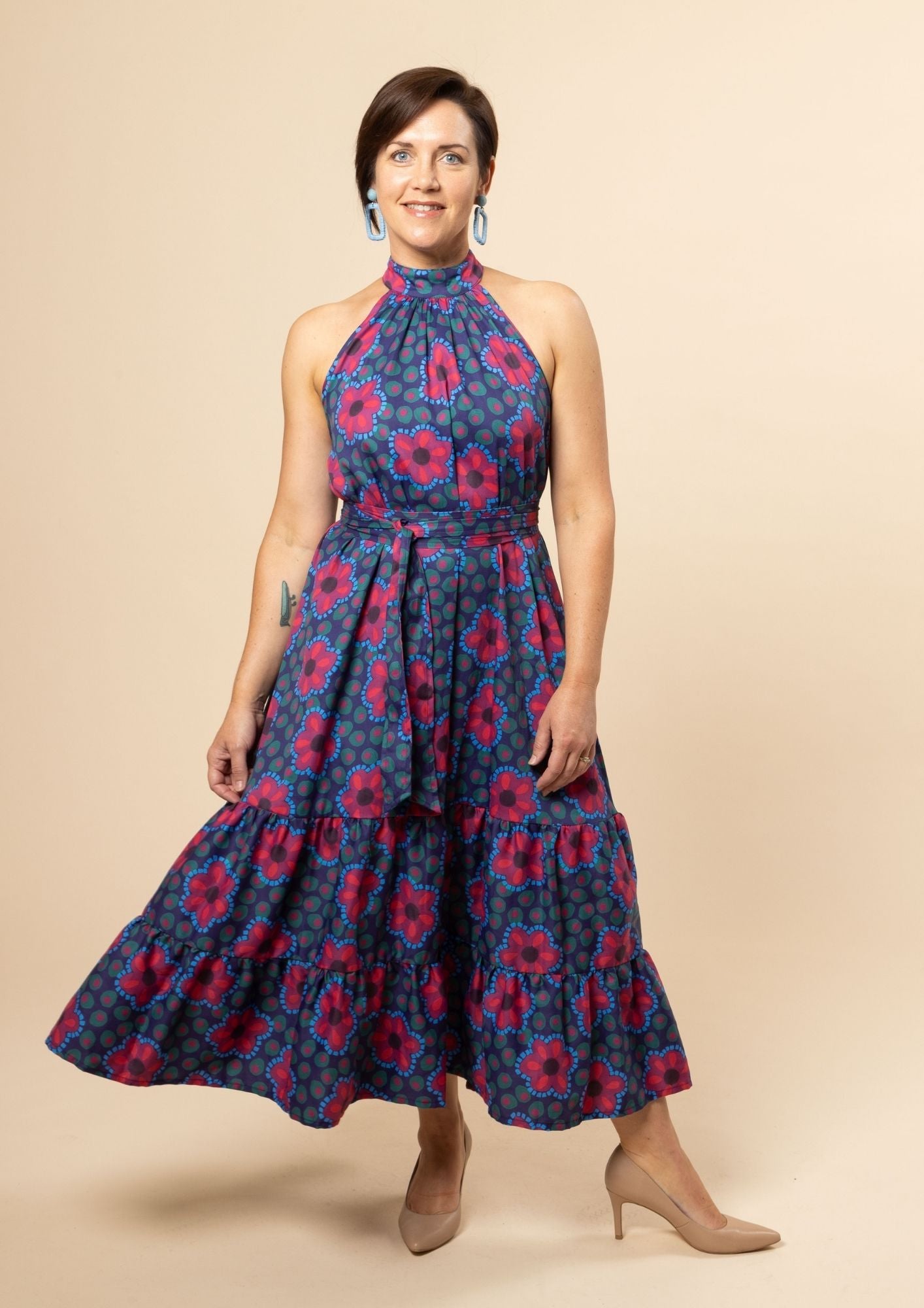 Portia Halterneck Dress - Mosaic